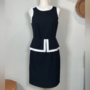 CALVIN KLEIN WOMEN'S COLOR BLOCK DRESS BLACK & WHITE SLEEVELESS Size 4
